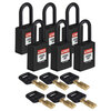 SafeKey Padlocks - Nylon, Black, KD - Keyed Differently, Plastic, 38.10 mm, 6 Piece / Box